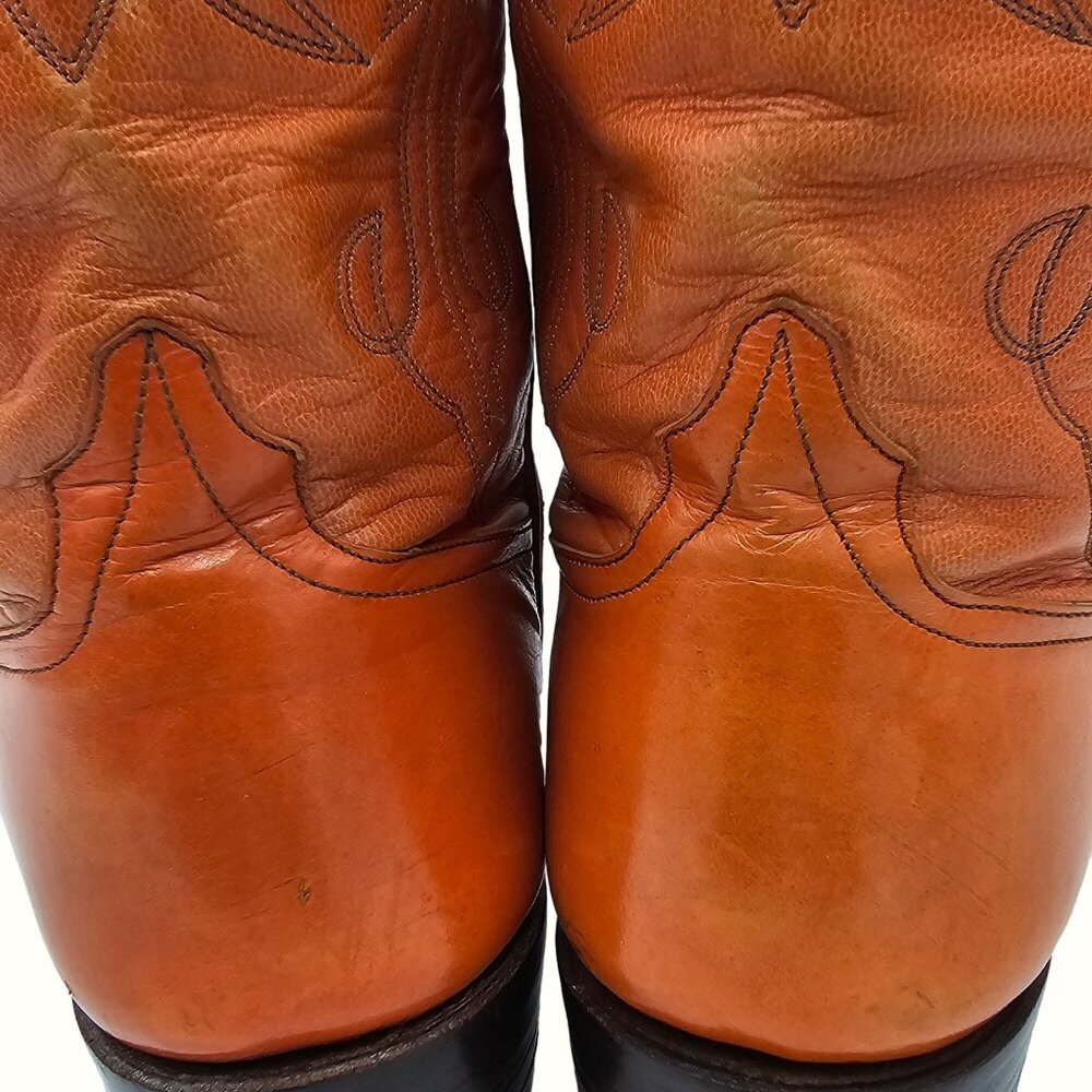 Kangaroo Exotic Bona Allen Cowboy Boots Mens 8D Rust Orange Leather Western 8268 - Picture 15 of 16